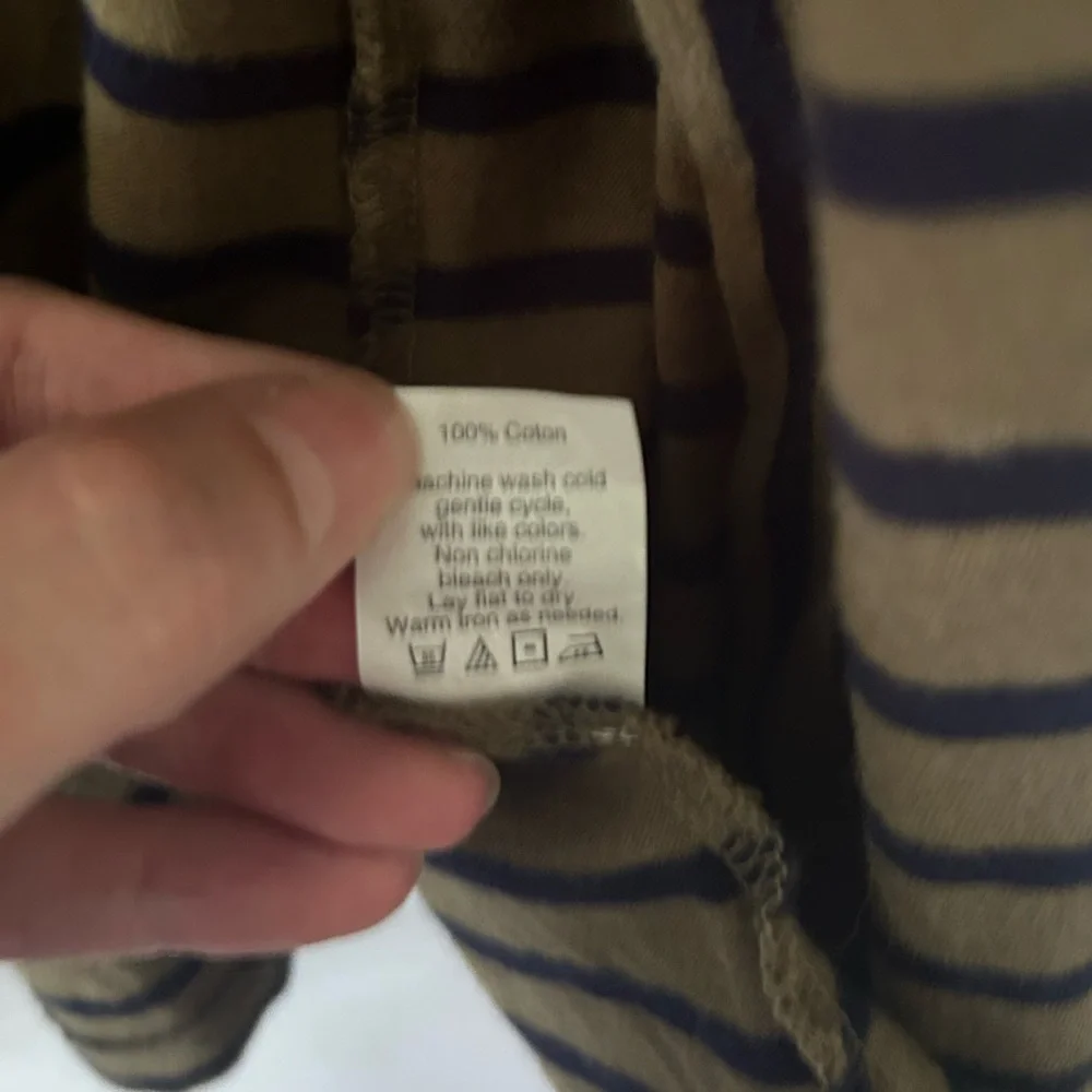 EUC Women’s J.Crew Tissue Tee Cardigan, Olive/Navy stripe, Size Small